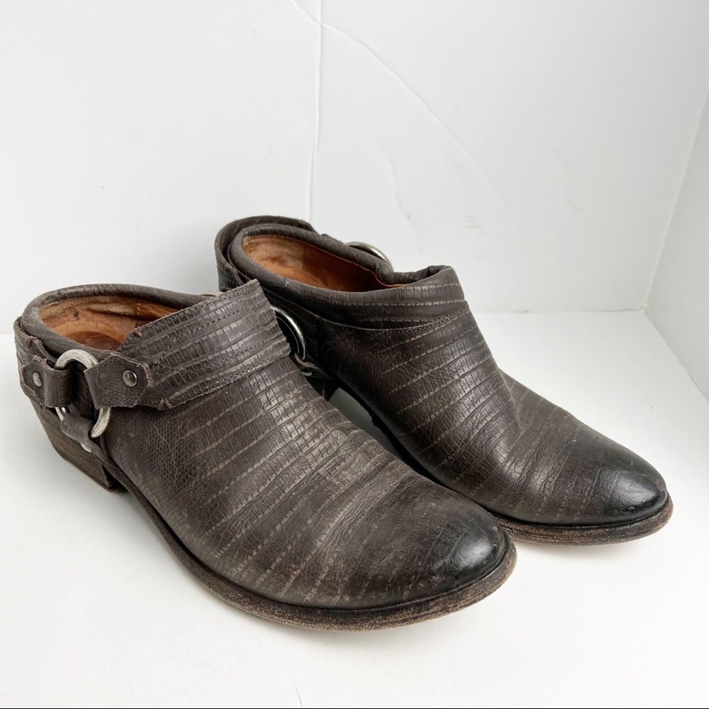 Frye Leather slip on harness mules